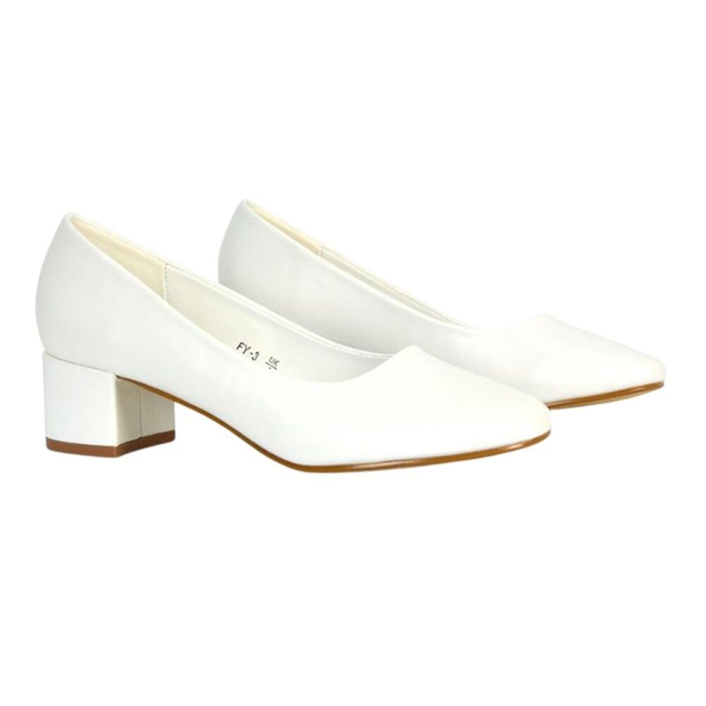 XY London Womens/Ladies Liberty Low Block Heel Court Shoes / White